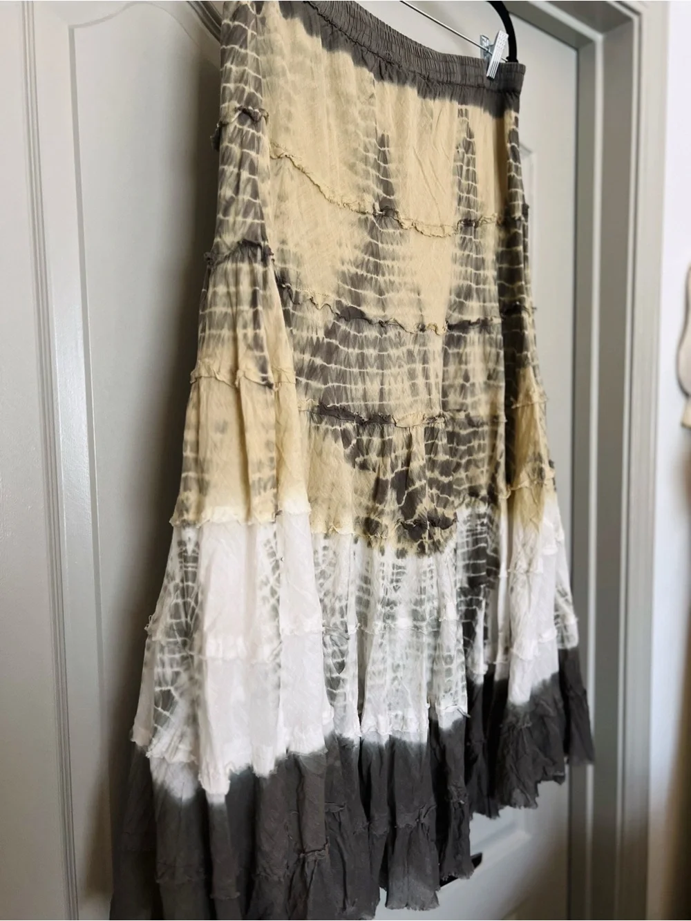 SOLD 💗 Metro Wear 100% Cotton Tie Dye Tiered Maxi Skirt Boho Lagenlook Festival - Picture 6 of 7